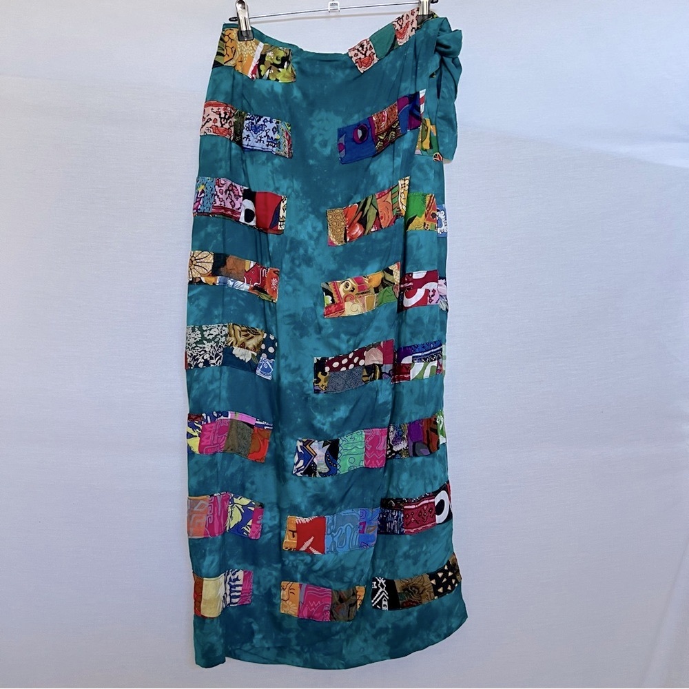 Nativewear Designs Teal Wrap Around Patchwork Skirt